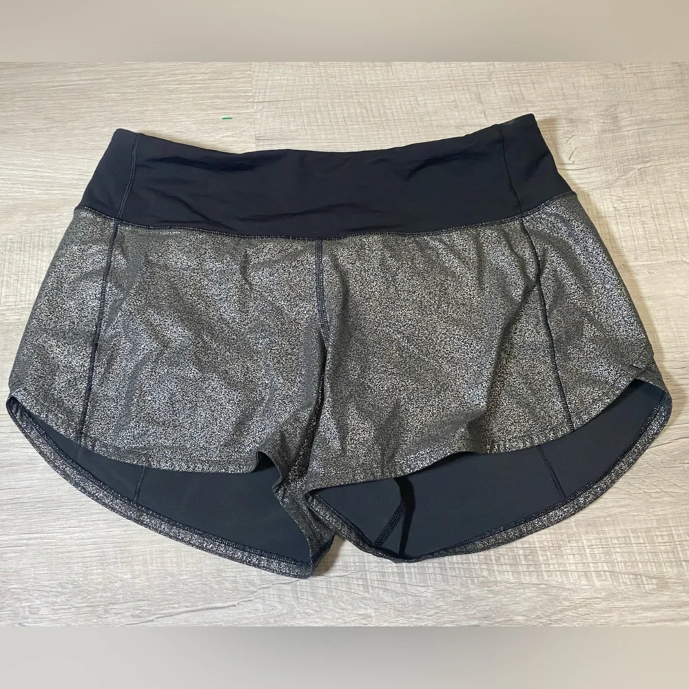 lululemon athletica Women's Black and Silver Athletic Shorts